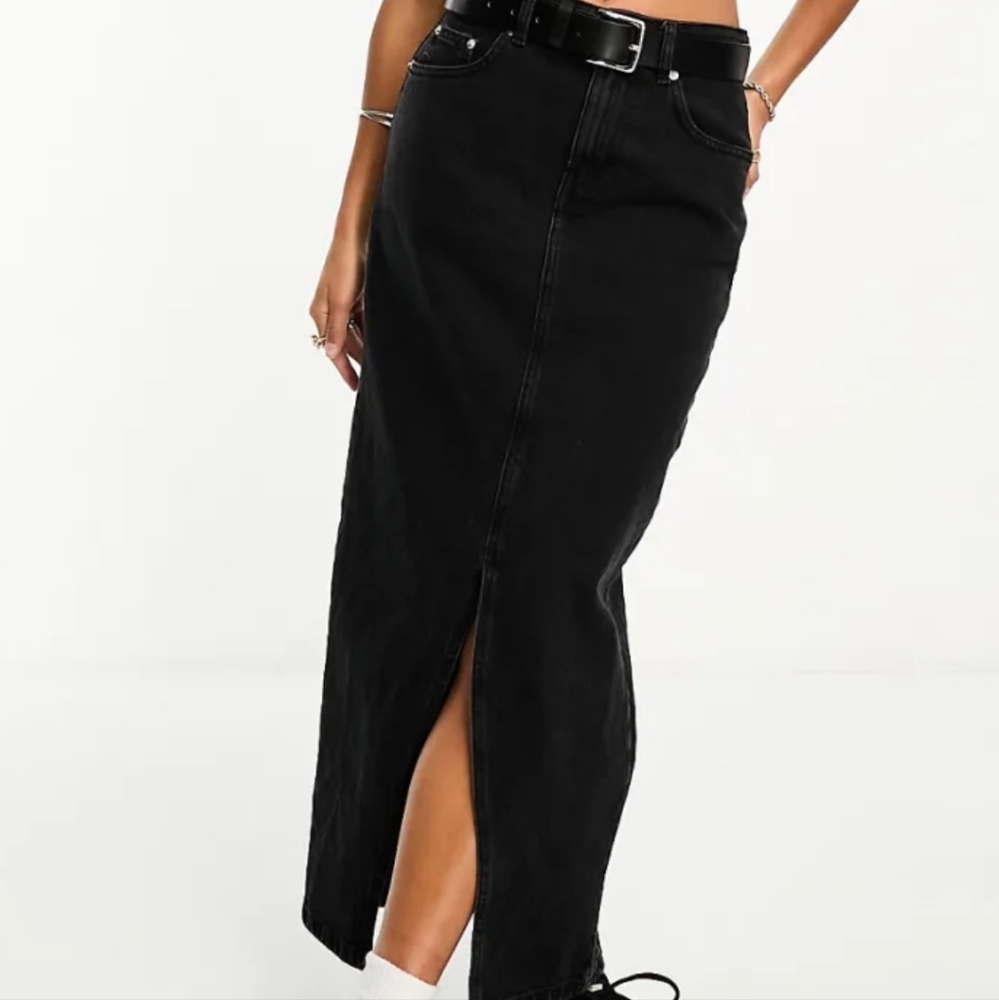 ASOS Design Black Denim Maxi Skirt